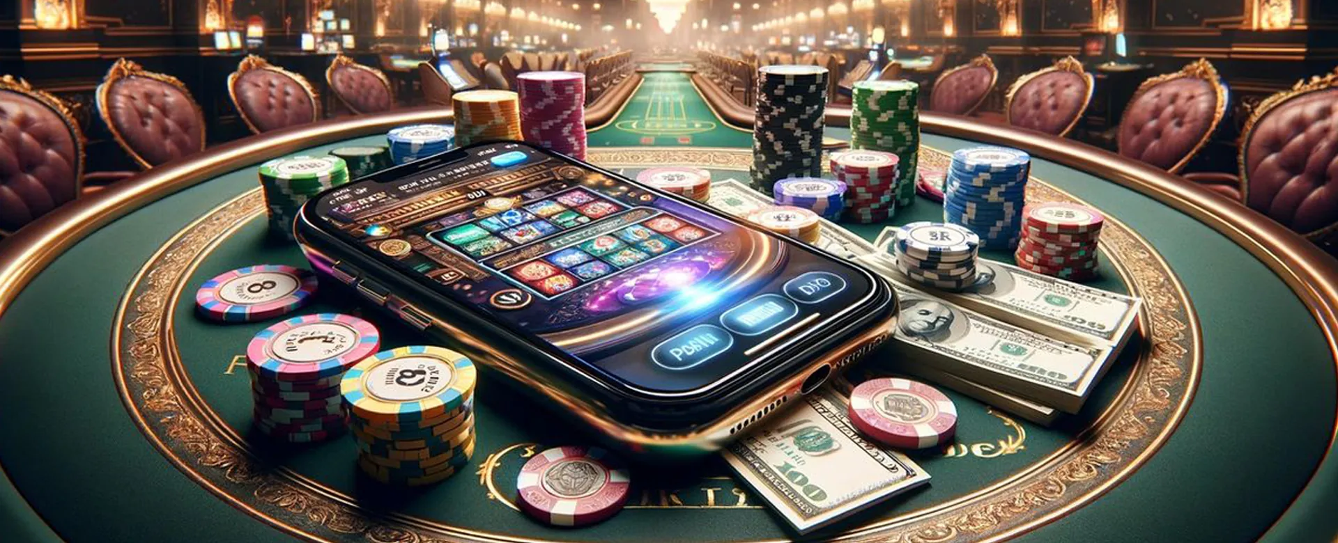 Jiliko 747 online casino background with vibrant lights and game elements